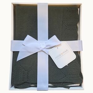NWT House & Home Wool Cashmere Throw Blanket | Green | New in Box